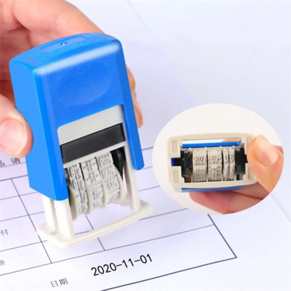 Adjustable DIY Stamp 4mm Self-Inking Stamps Back to Ink Date Wheel Stamp Date Stamps Handle Account Stamp Automatic Ink Return