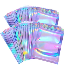 50 sacchetti Ziplock addensati sacchetti opp richiudibili sacchetto di plastica color laser olografico per esposizione di gioielli sacchetto di immagazzinaggio per imballaggio
