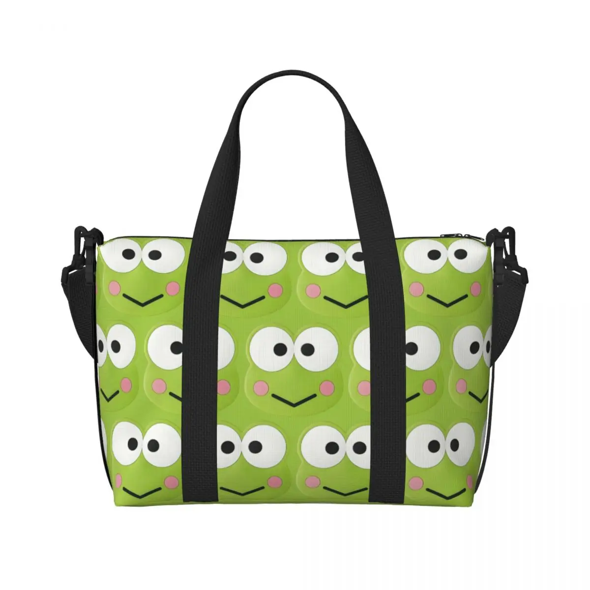 

Custom Anime Sanrio Keroppi Tote Bag Women Large Capacity Cartoon Kawaii Frog Beach Gym Shoulder Travel Bag
