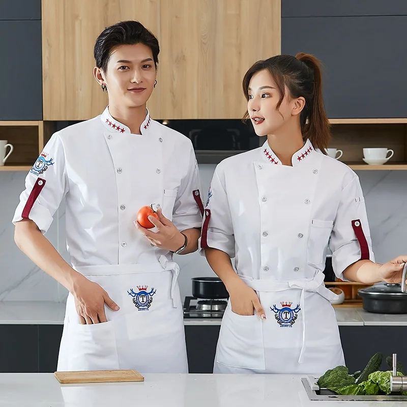 C467 Chef der Arbeit Kleidung Lange Ärmeln Küche Kleidung Chef Mantel Kellner Jacke Unisex Kochen Mantel Kellner Uniform Plus Größe