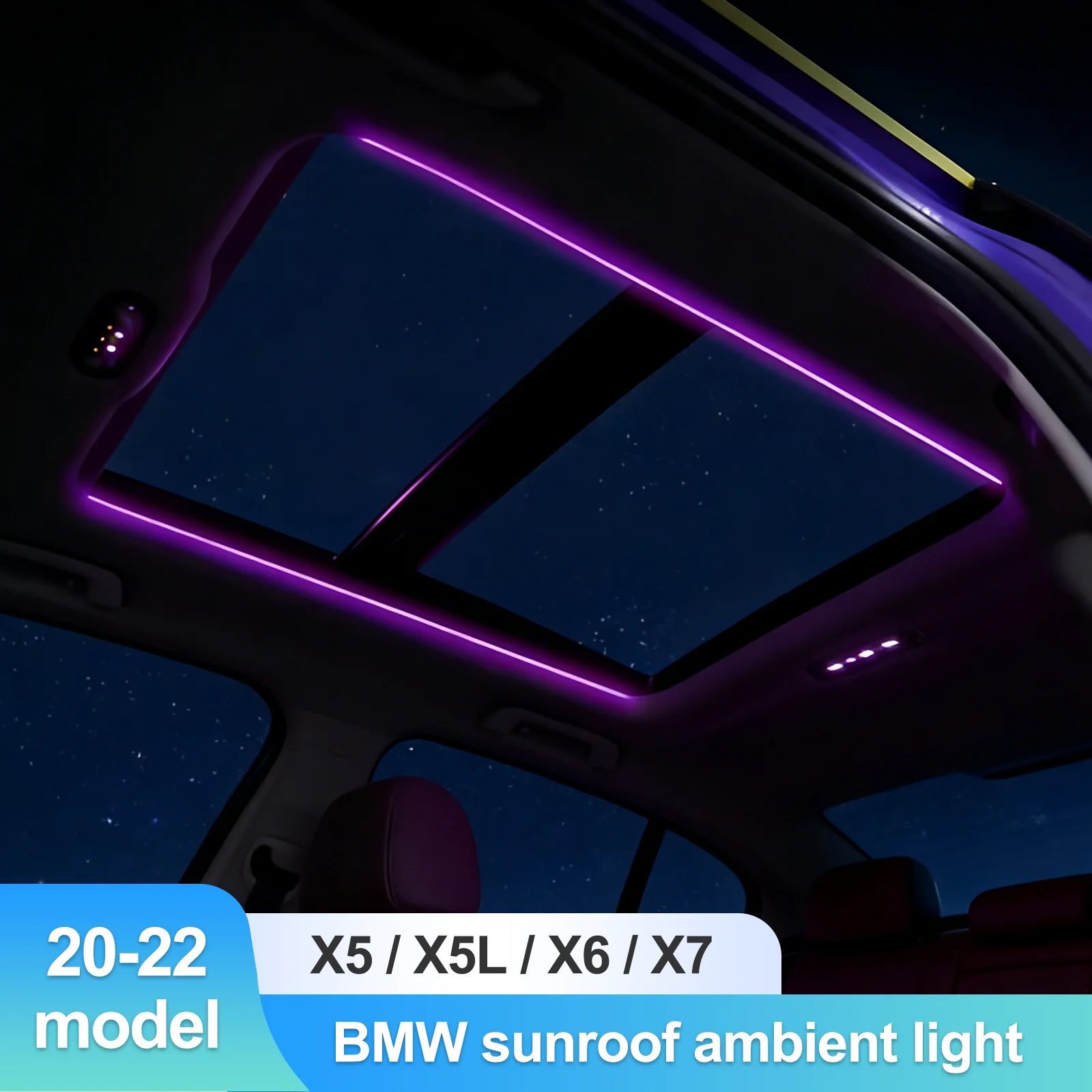 

Атмосферная подсветка для BMW X5 X5L G05 X6 G06 X7 G07 2020-2022, светодиодная лента для панорамного люка, внутреннее освещение, подключи и работай