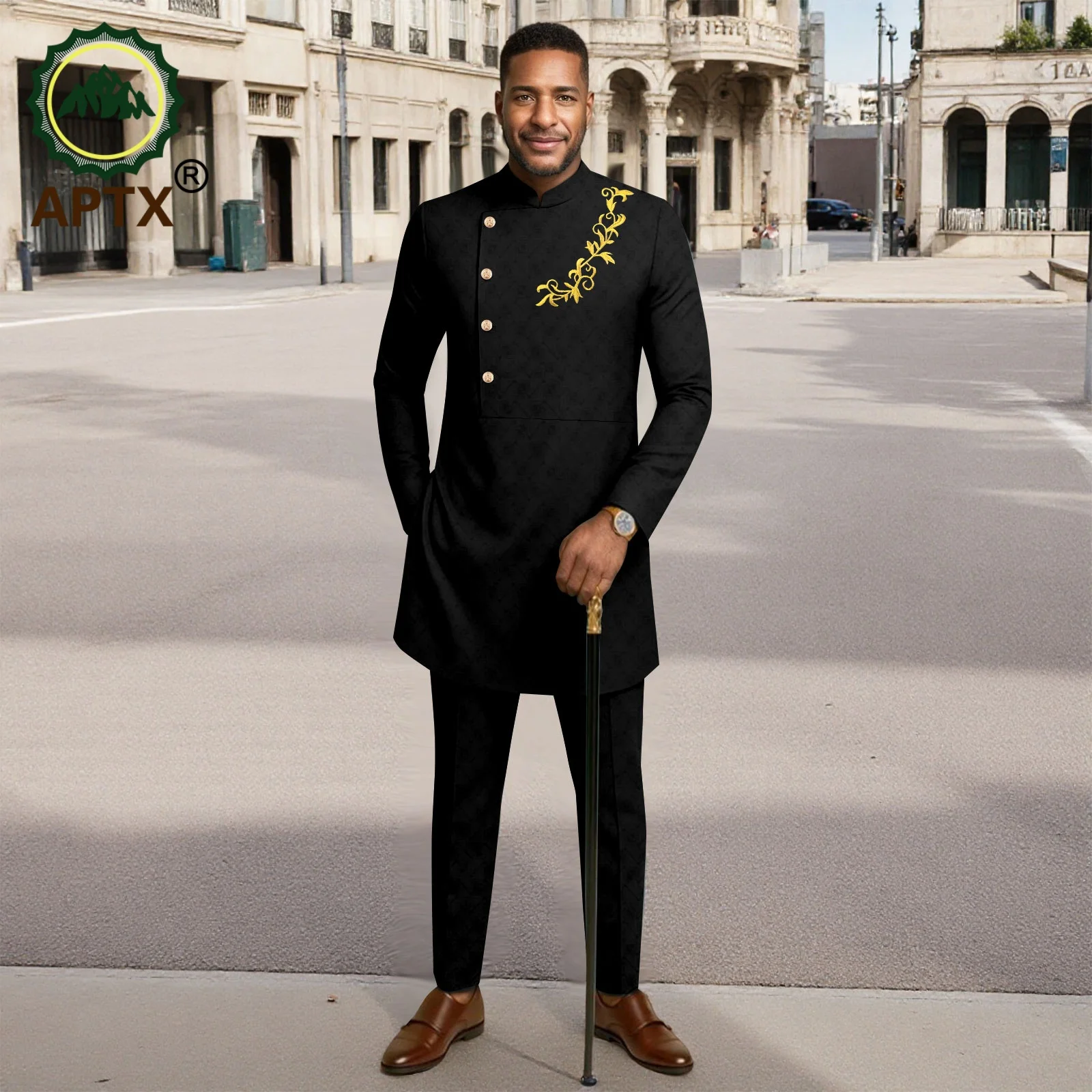 Men's African Traditional Wedding Suit Bazin Riche Attire Custom Business Fashion Jacket Coat Pants Set for Party 2516095