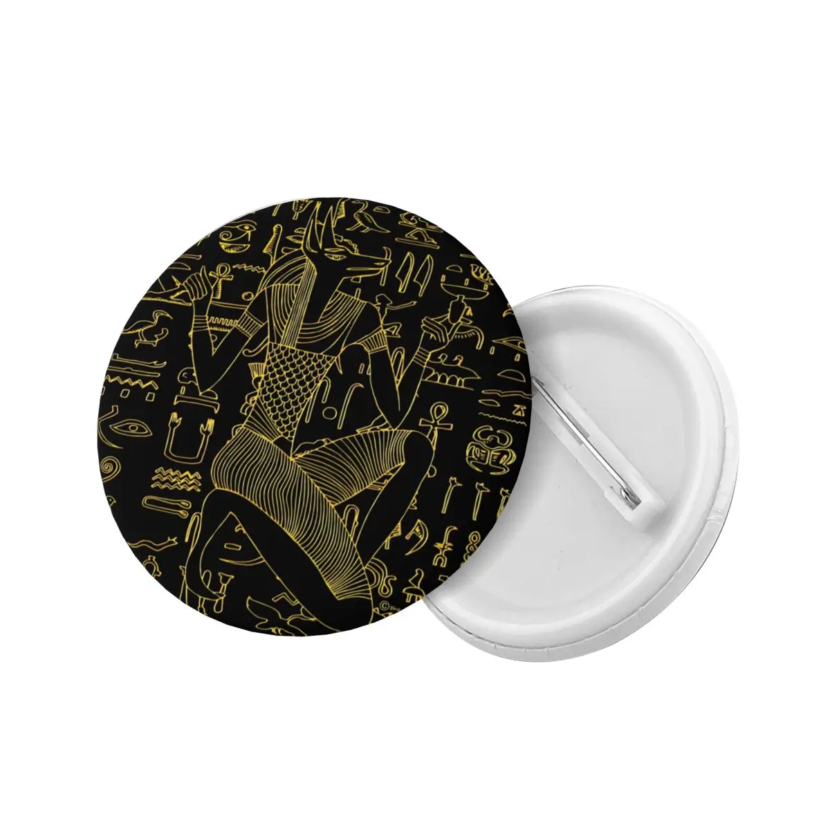 Egyptian Anubis And Hieroglyphics Pin Back Buttons for Jeans Customizable Egyptian Pharaoh Badges Brooch Pinback