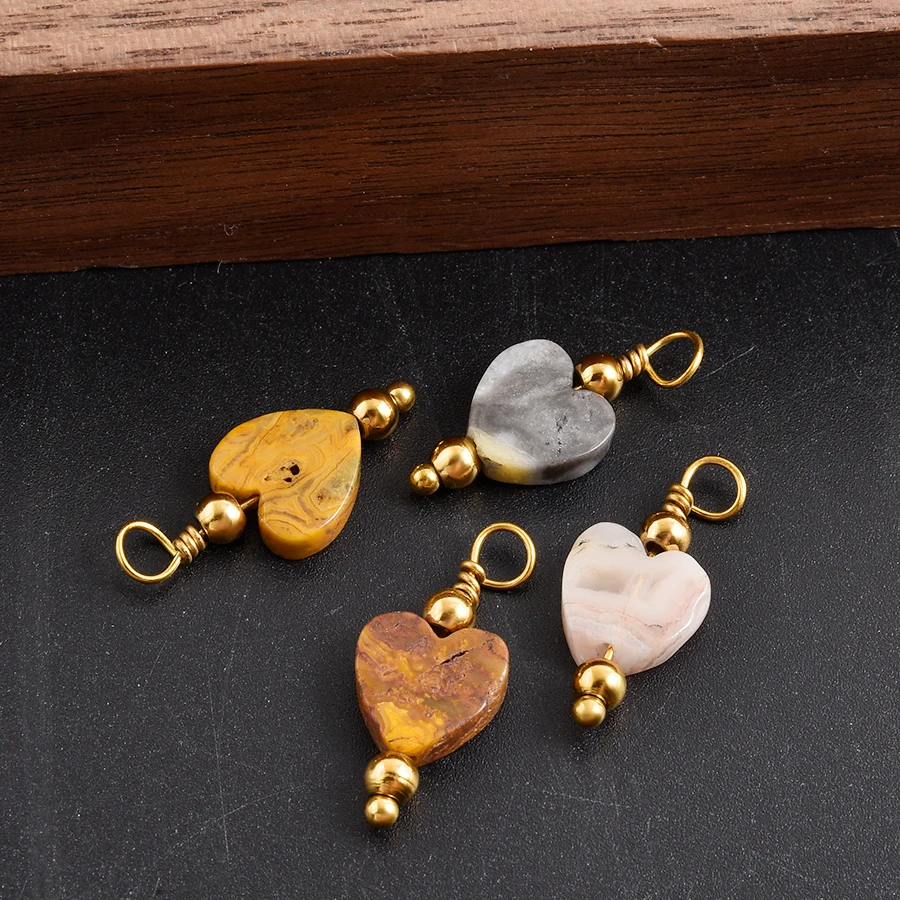 2 Stück natürliche Perlen-Steinanhänger für Schmuckherstellung, Vintage-Ethno-Anhänger, Obsidian, Blaustein, Tigerauge, Charm-Materialien – Detail 9
