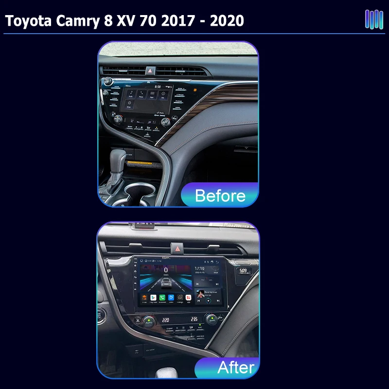 AI VOICE Car Radio Multimedia player Android 13 for Toyota Camry 8 XV 70 2017 2020 GPS Navigation Stereo Screen Video Tape