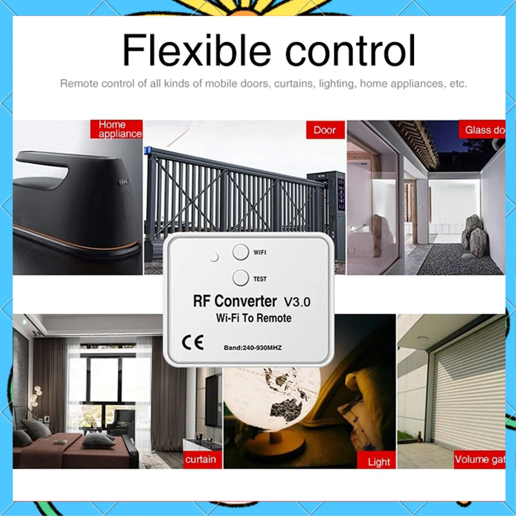 

3X универсальный беспроводной Wi-Fi в RF конвертер телефона вместо пульта дистанционного управления 240-930 МГц для умного дома-[A51I]