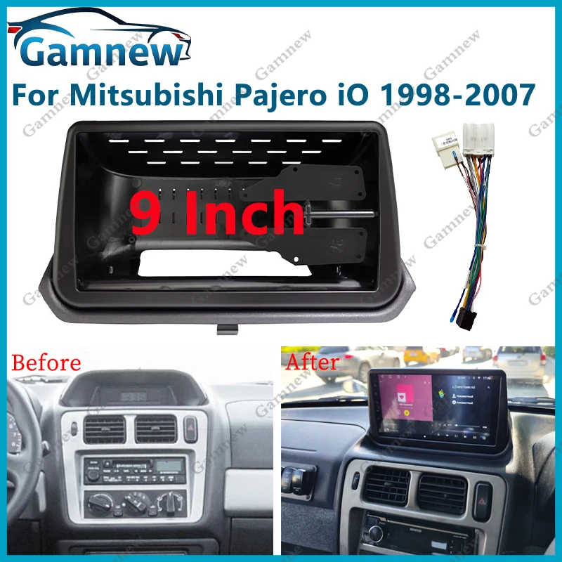 

9 Inch Car Frame Fascia Cable Adapter Android Radio Dash Fitting Panel Kit For Mitsubishi Pajero iO 1998 -2007