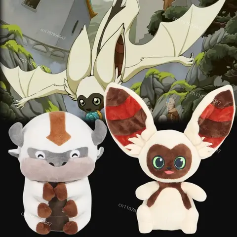 New Cartoon Flying Lemur Momo Plush Anime Avatars The Last Airbender Appa Sky Bison Cute Big Eared Lemur Stuffed Doll Toy Gifts