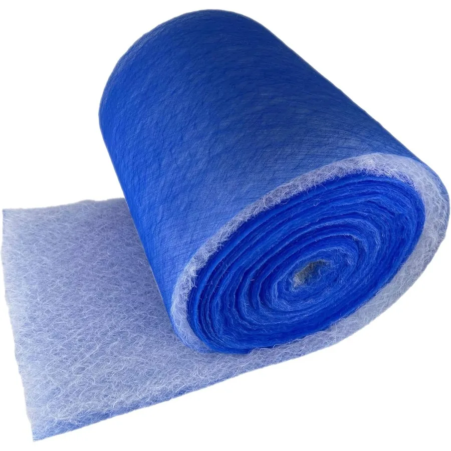 Rolo de filtro para prendedor de tinta branca azul de alta eficiência para sistemas de exaustão de cabine de pulverização industrial 25 de largura x 300 pés de comprimento durável fi
