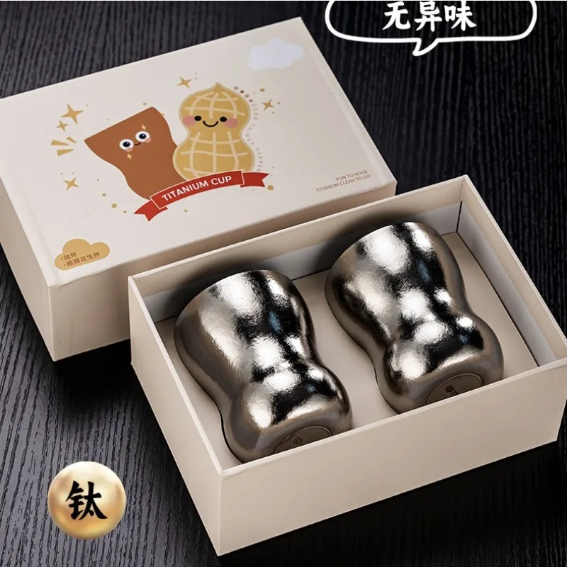

170ML High-value pure titanium peanut cup double-layer vacuum flask pure titanium tea set