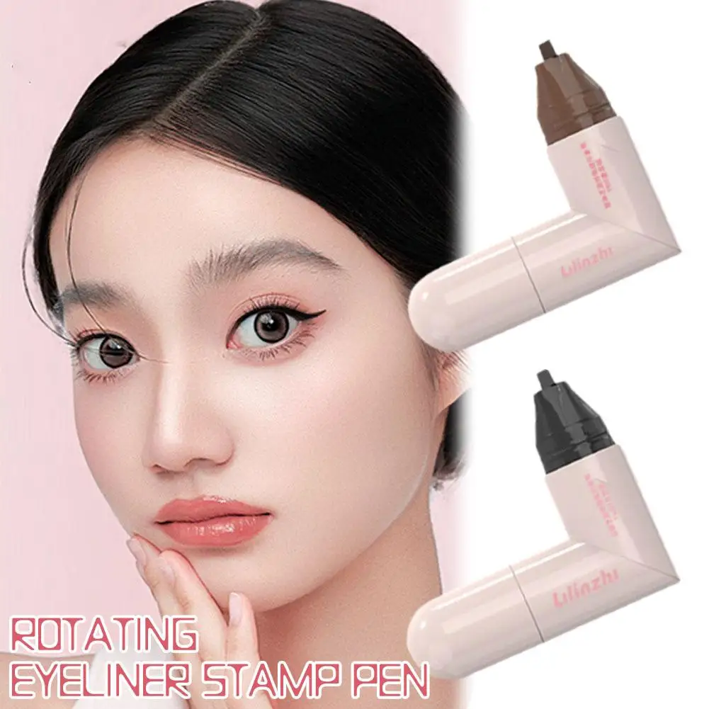 2 PCS New Lazy Integrated Eyeliner Rotating Eyeliner Stamp Pen Long Lasting Natural Waterproof Double Head Seal Eyeliner