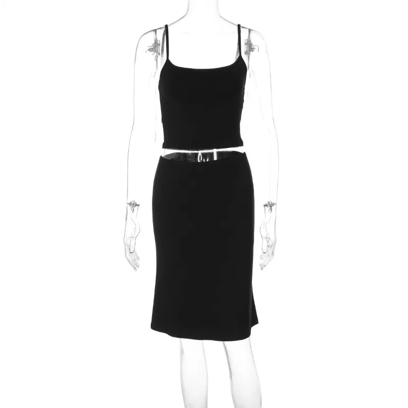 Tuularose женский комплект мини-юбки сексуальный черный топ без бретелек повседневная юбка комплект летние базовые вечерние отпуск женские комплекты платьев Y2k