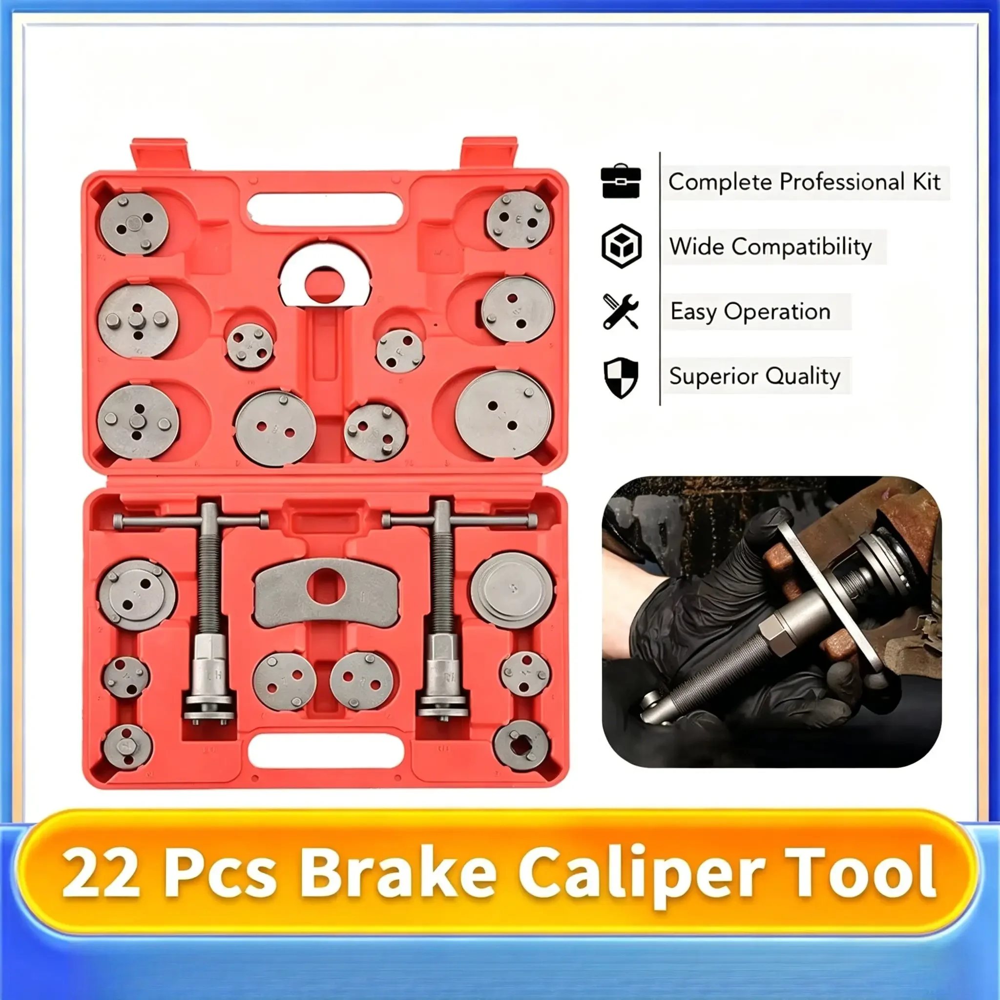 

Universal Disc Brake Piston Compressor Tool Kit For Most Cars, Garage Repair Tools, 22 Pieces