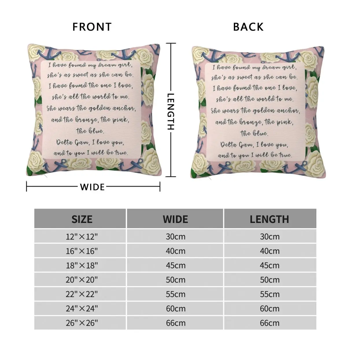 Delta Gamma Dream Girl Square Pillowcase Polyester Linen Velvet Creative Zip Decor Bed Cushion Cover