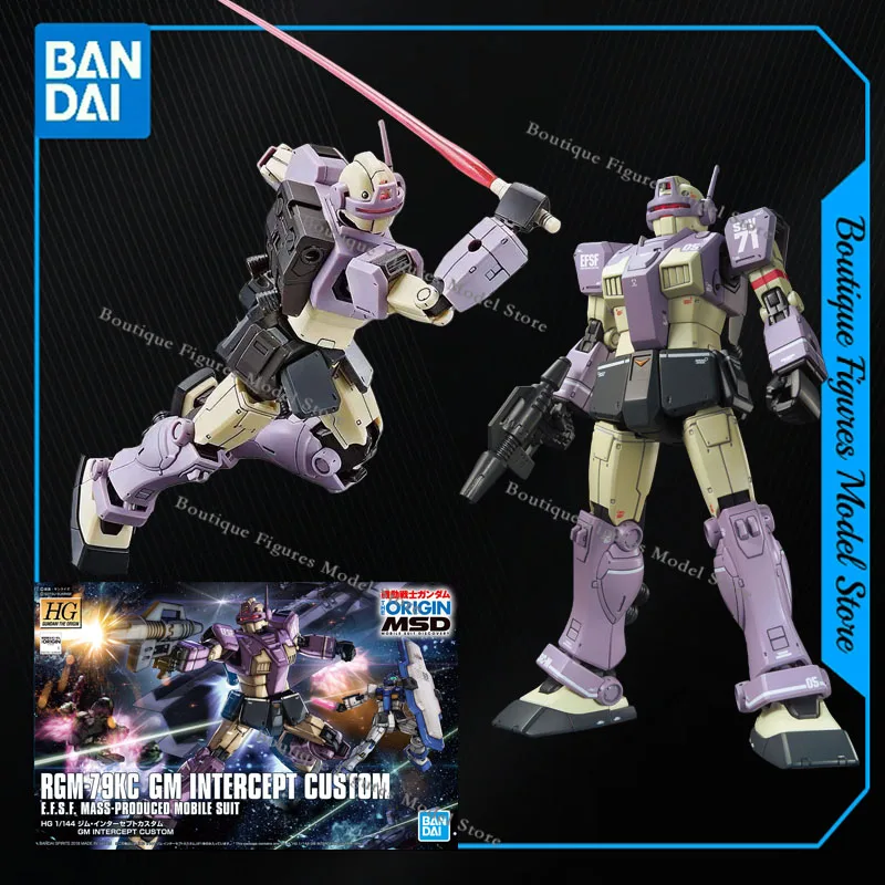 

Bandai Original HG RGM-79KC GM INTERCEPT CUSTOM ORIGIN Action Anime Figures Assembly Model Collection Gift Kids Toys
