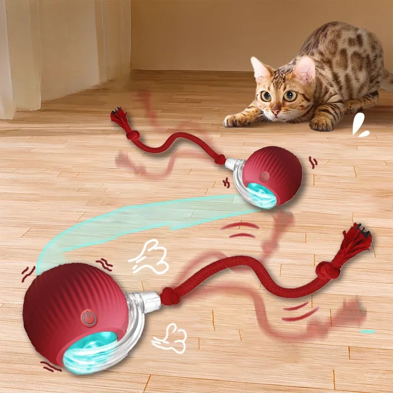 

Electric Cat Ball Toys Automatic Rolling Ball Faux Tail Rechargeable Smart Pet Interactive Toy Dog Cat Training Imitate Mouse