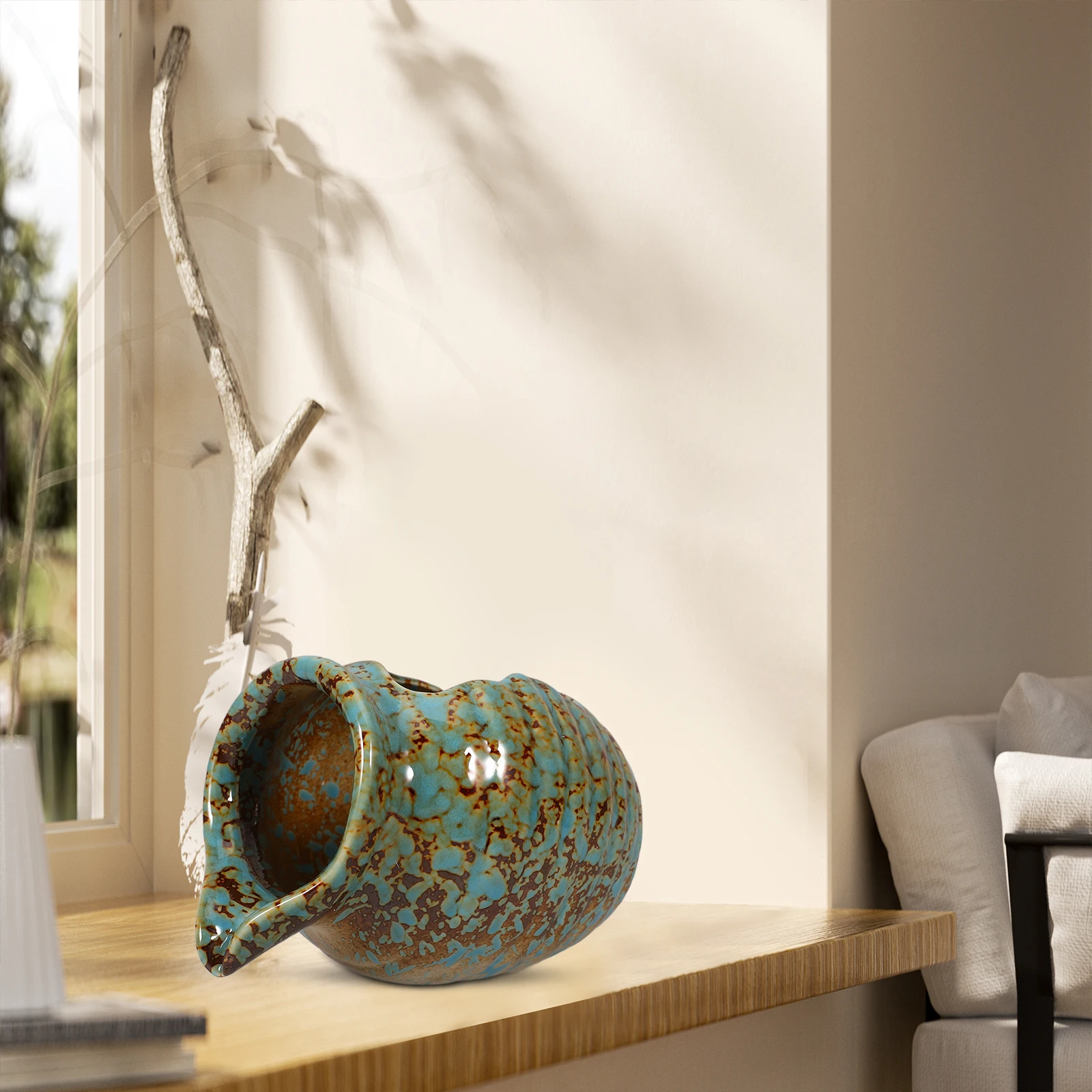 

Ceramic Pot Water Circulation Fountain Outdoor Garden Decor Natural Flowing Water Feature Decorative Fountain Jar for Patio