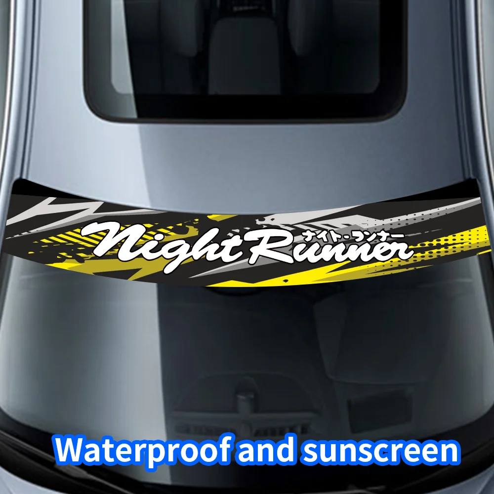 NIGHT RUNNER JDM Car Front and Rear Windshield Stickers Waterproof Sunscreen Windscreen Banner Decal Window Sticker Accessories