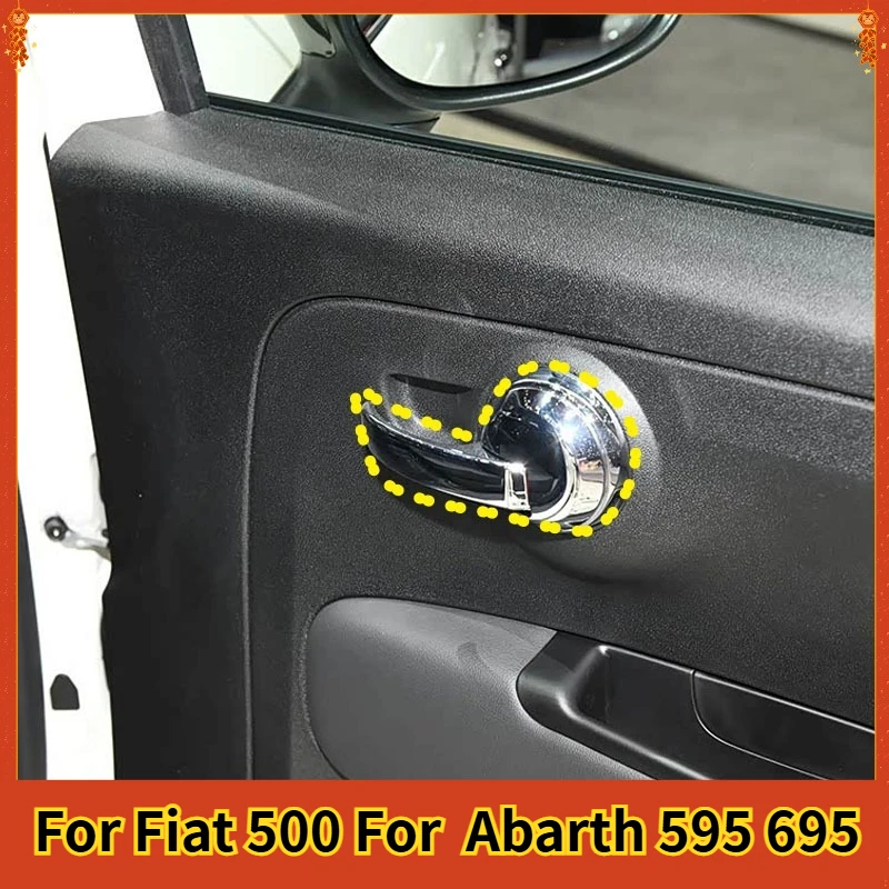 

For Fiat 500 For Abarth 595 695 Real Hard Carbon Fiber Door Handle Cover Interior Decoration Modification 2008-2023 Accessories