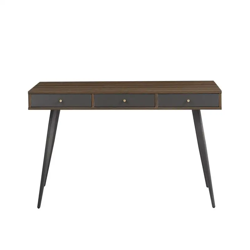 

Современный письменный стол середины века с ящиками, многофункциональный компьютерный стол для домашнего офиса с отделкой из орехового и темно-серого цвета
