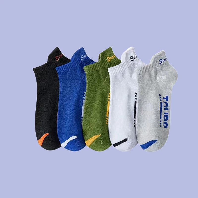 Calcetines deportivos de algodón para hombre, medias finas e informales, transpirables y absorbentes de sudor, a la moda, para verano, 5/10 pares, novedad de 2024