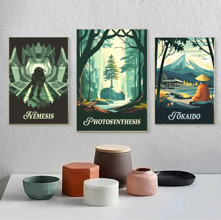 Cartoon Abstract Game Scene Landscape Magic Animal Soldier Poster Canvas Paint Prints Art Pictures Room Home Wall Decor Gift view 3