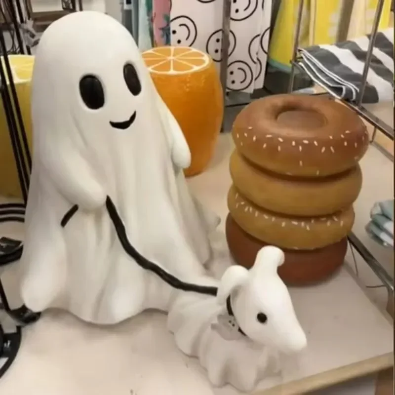 2024 Ghost Walking Dog Statue Creative Cute Ghost Dog Walking Resin gingillo Halloween Personality Ghost Dog Desk Statue