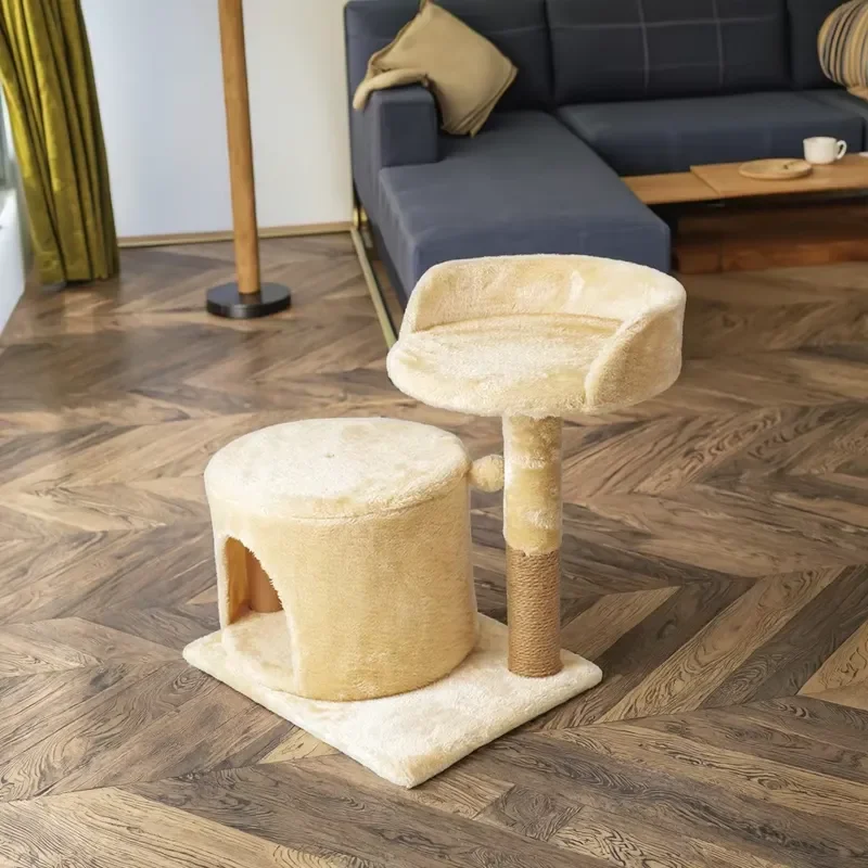Wholesale Modern 3-Level Large Eco-friendly Wood Cat Toy Climbing Frame 3D Scratching Post Shelf Carton Cat Trees Scratcher