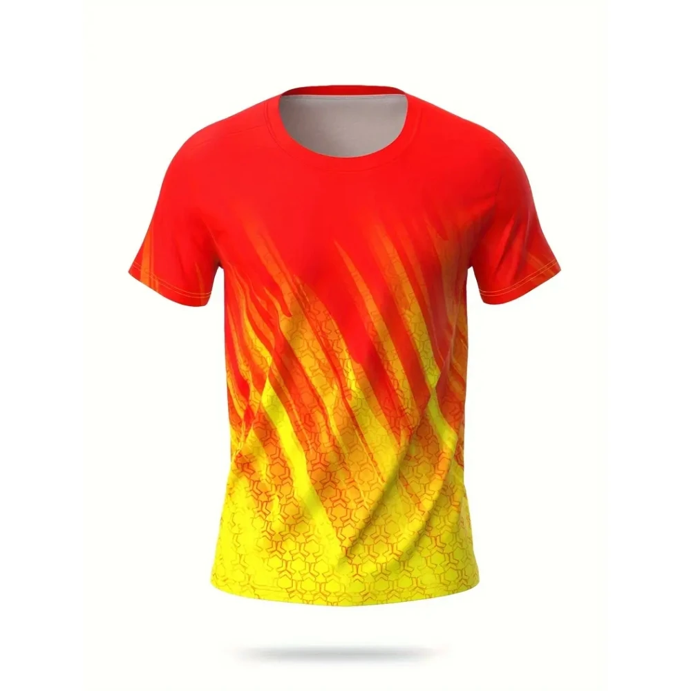 اللياقة البدنية المرأة تي شيرت التجفيف السريع الرياضة قصيرة الأكمام التدرج شريط طباعة تي شيرت الريشة تنس رجل التدريب الملابس