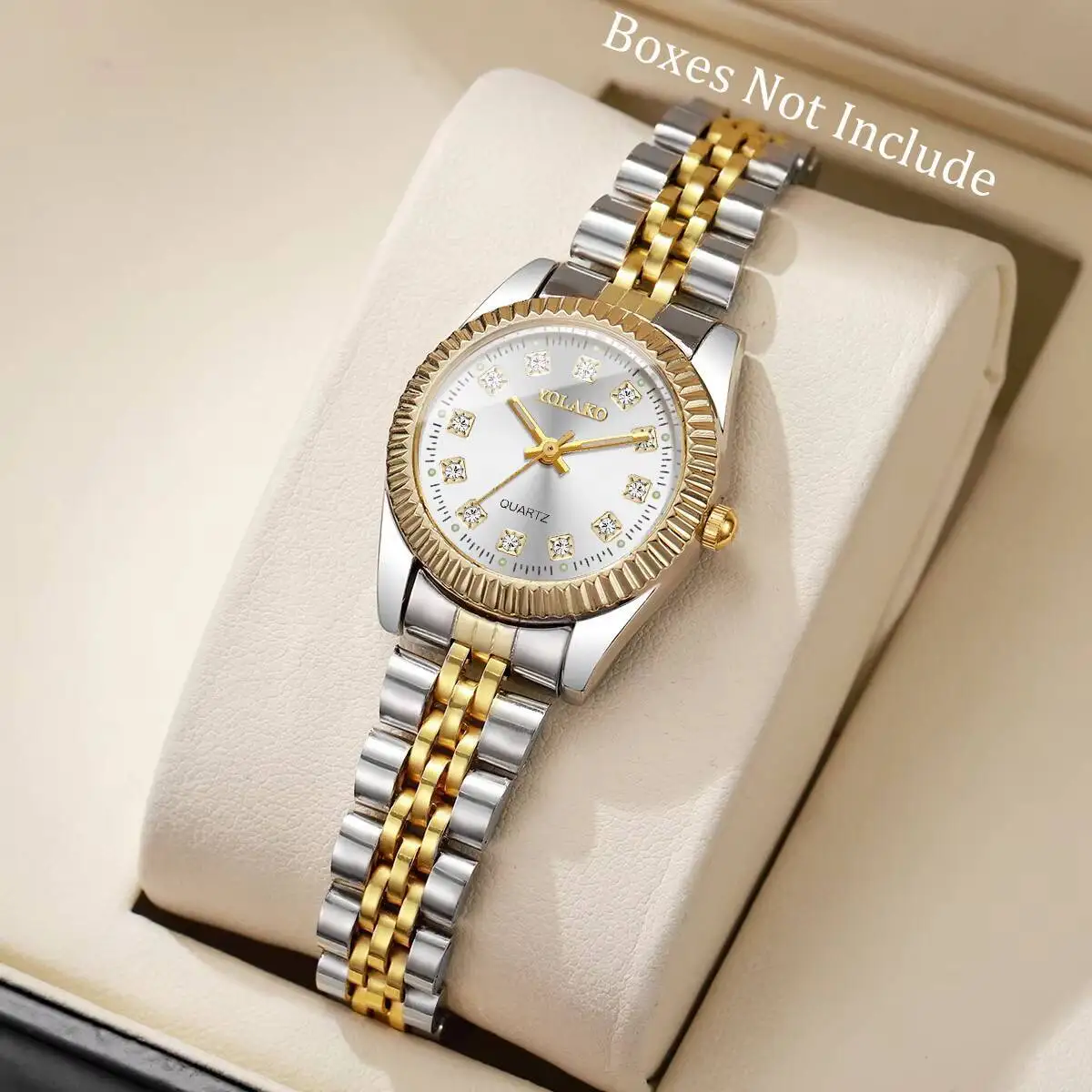 Luxury Rhinestone Women Watches Stainless Steel Band Quartz Wristwatch Clock Gift Reloj Mujer（Without Box）