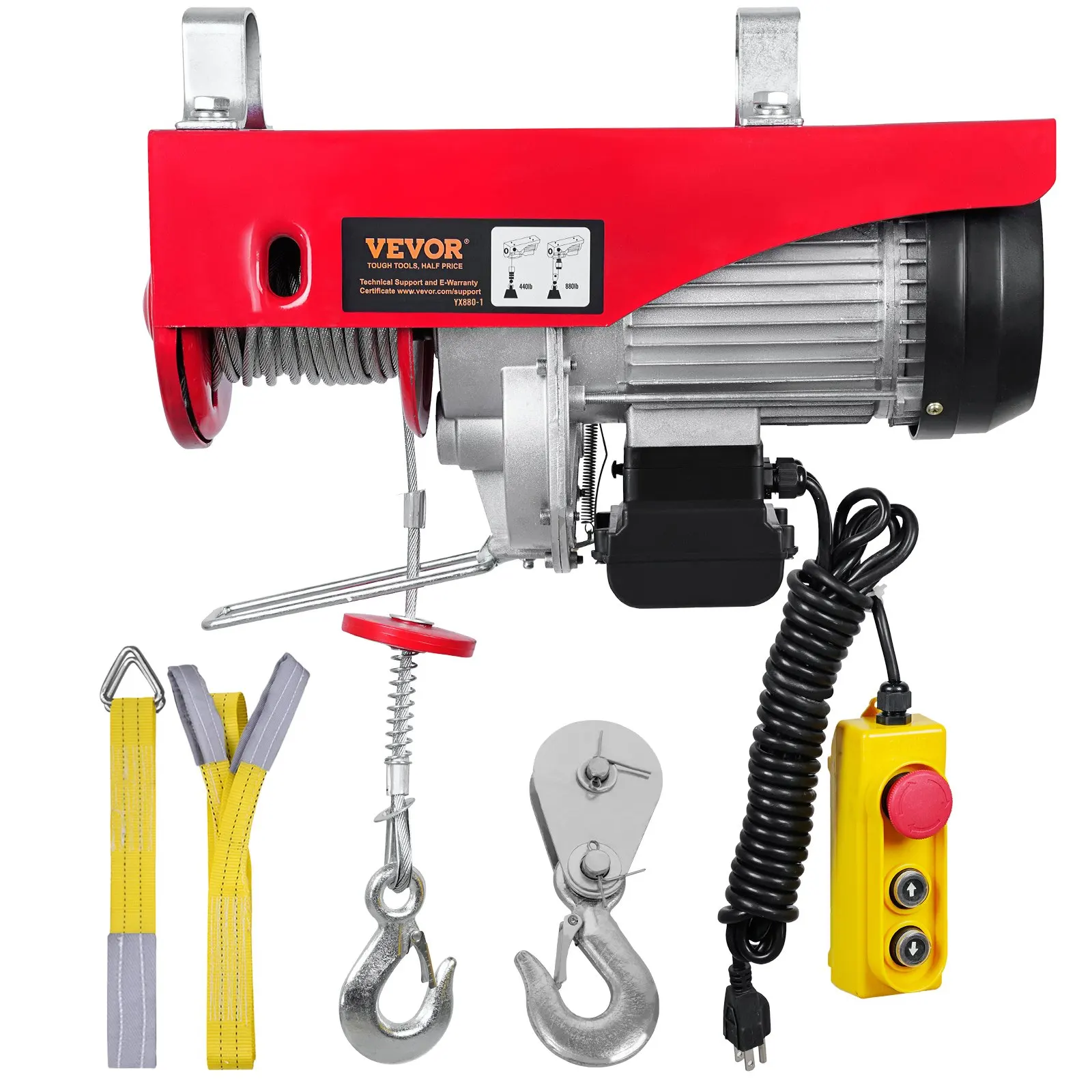 VEVOR Electric Hoist 200-1000kg with Wired/Wireless Remote Control Lifting Crane Cable Hoist Winch for Boat Car Garage Elevator