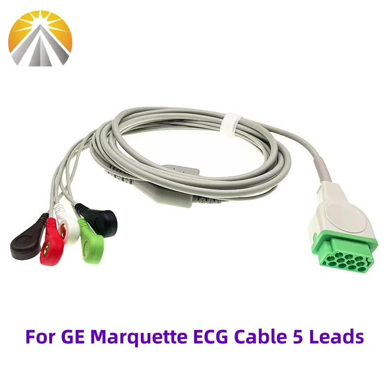 For GE Marquette Patient Monitor 11 Pin One Piece ECG Cable with 3 or 5 Leads Snap or Clip or Vet Use AHA Standard EKG Cable - Image 6
