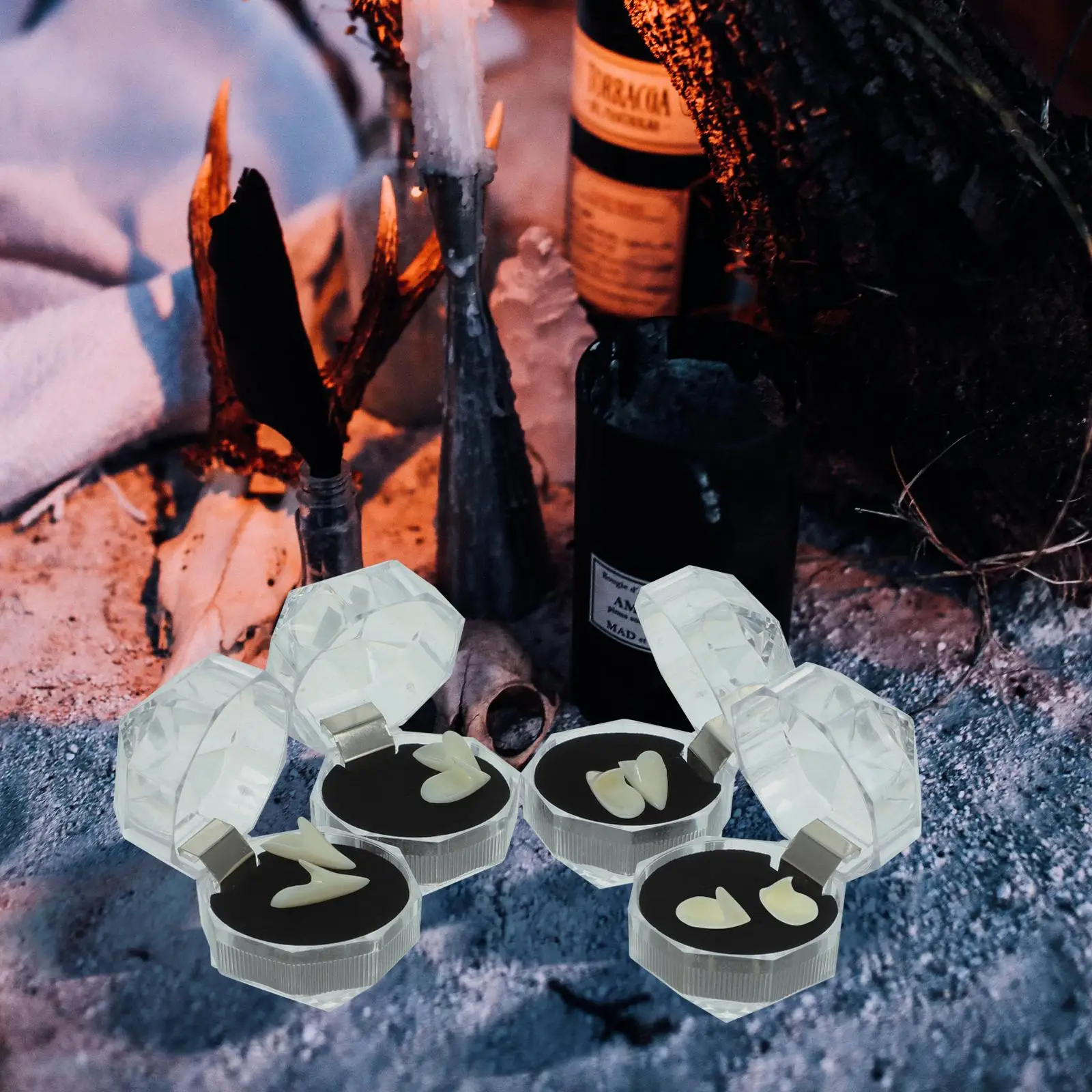 Dentaduras postizas, gorros realistas para disfraz de Halloween, accesorios para dientes, accesorios de Cosplay, 13mm, 15mm, 17mm