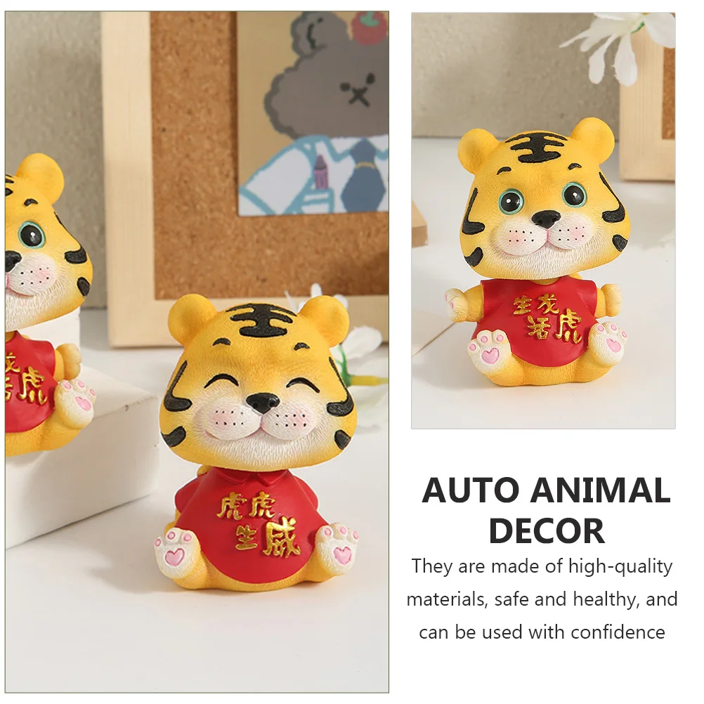

2 Pcs Tiger Ornaments Figurine Animal Statue Resin Toy Animals Car Accessories Dashboard Cute Decorations Child