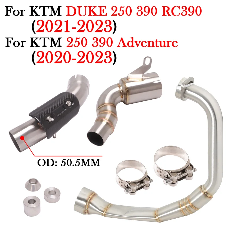 Slip-On For KTM DUKE 250 390 Adventure RC390 2020 2021 2022 2023 Motorcycle Exhaust System 51MM Front Middle Link Pipe Escape