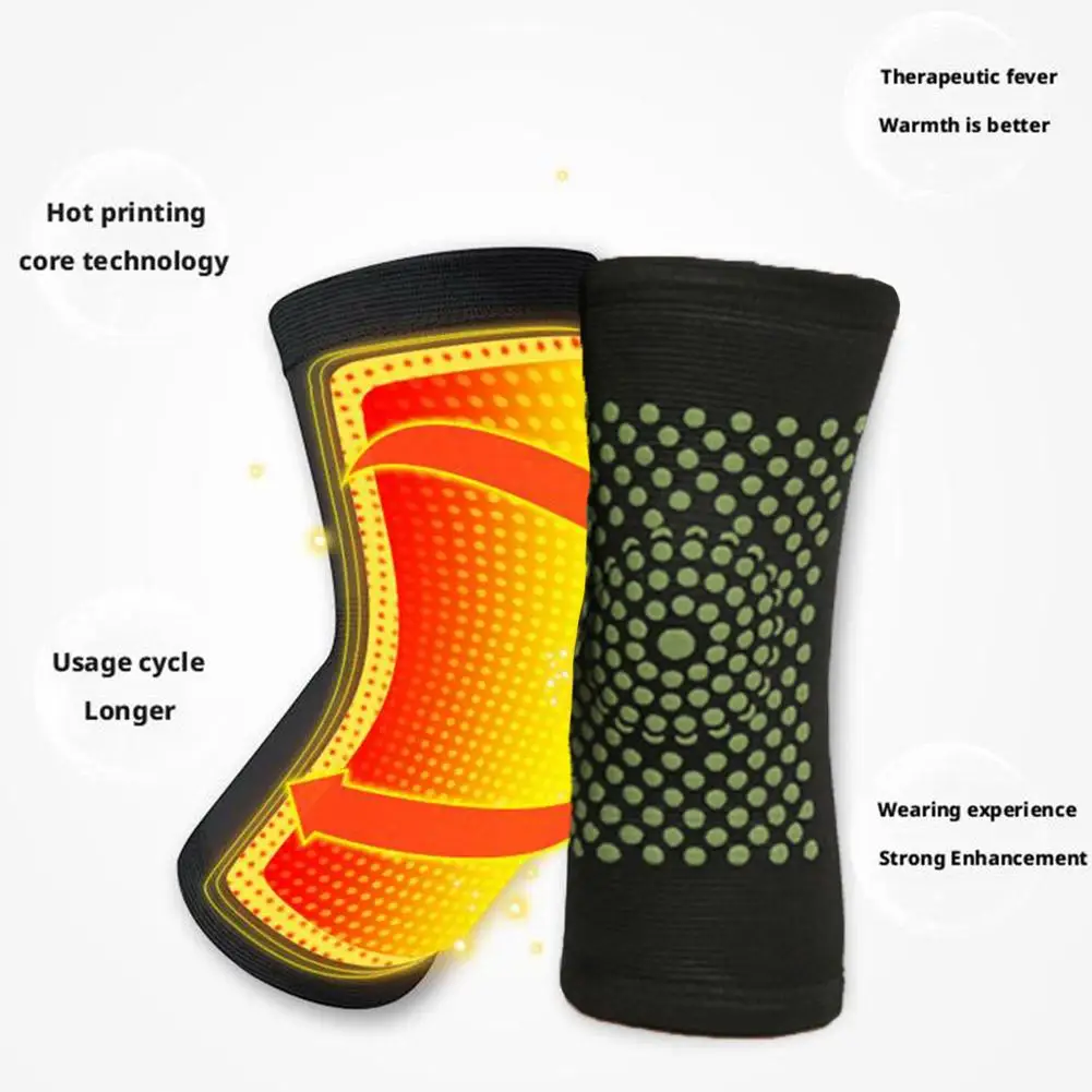 1Pair Self Heating Knee Pads Warm Wormwood Self Heating Knee Brace Support Long Compression Sleeve Arthritis Joint Pain Relief