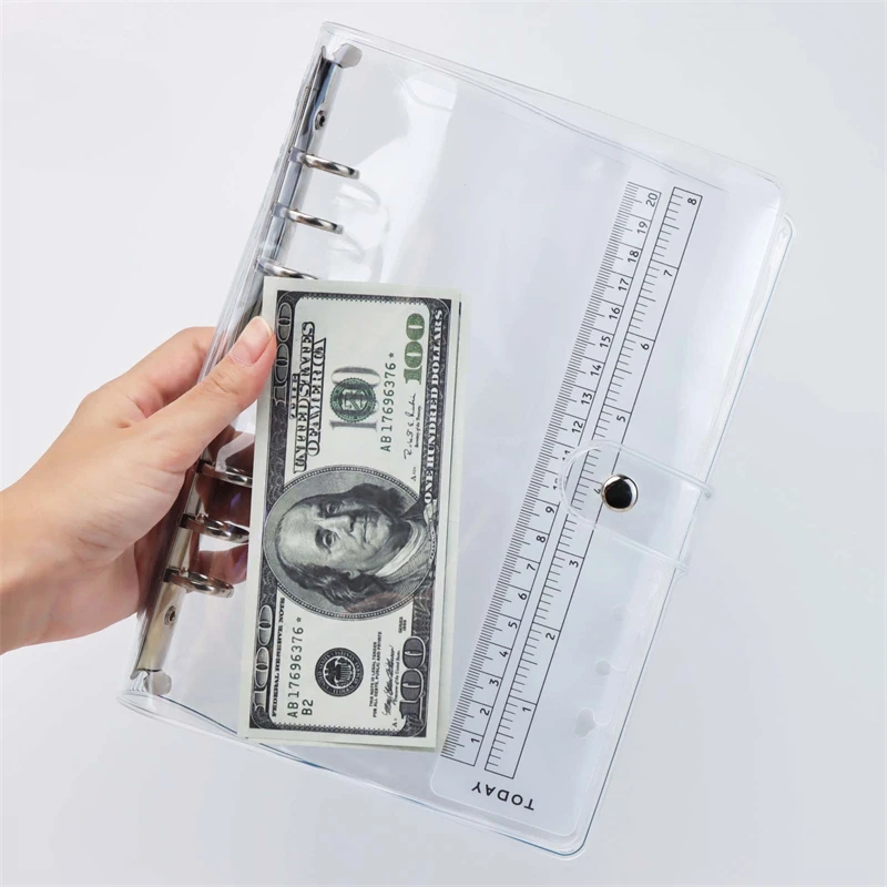 ปกแฟ้มแบบหกห่วง A5 A6 A7 ทำจากพีวีซีใส พร้อมกระดุมแป๊ก สำหรับใส่กระดาษแบบหกห่วง ใช้สำหรับสมุดแพลนเนอร์แบบแผ่นหลวม