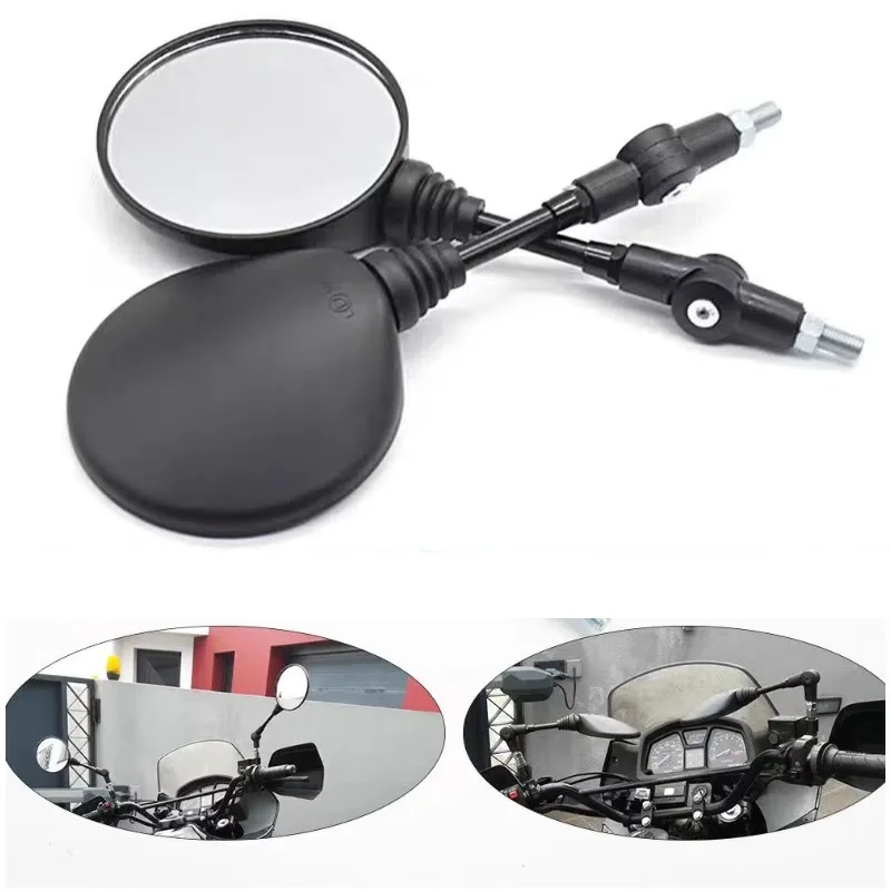 

1 Pair Foldable Motorcycle Rearview Mirror Scooter E-Bike Black Anti-fall Folding Round Motorbike Side Mirrors Refit Universally