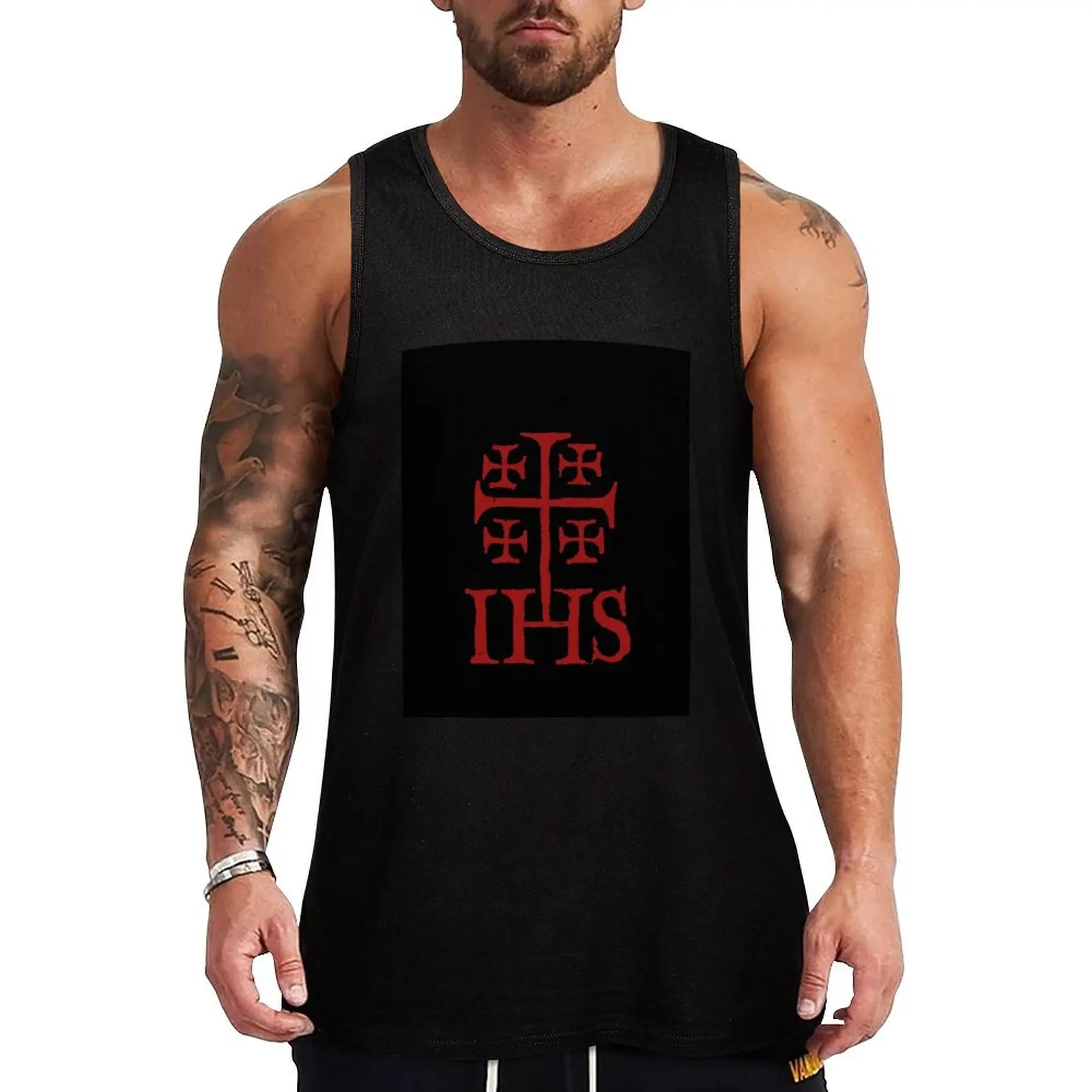 Jerusalem Cross IHS Tank Top Lightweight Sports Tank Top Quick Dry Sleeveless Tee