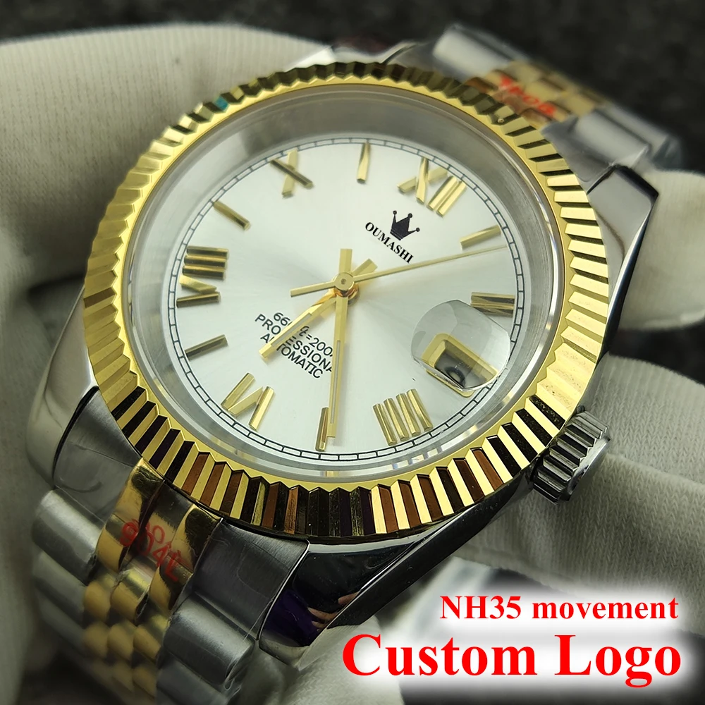 NH35 Watch 36mm 40mm Men's and Women's Watch NH35 Custom Dial Roman Digital Dial Sapphire Glass Case Casual Watch