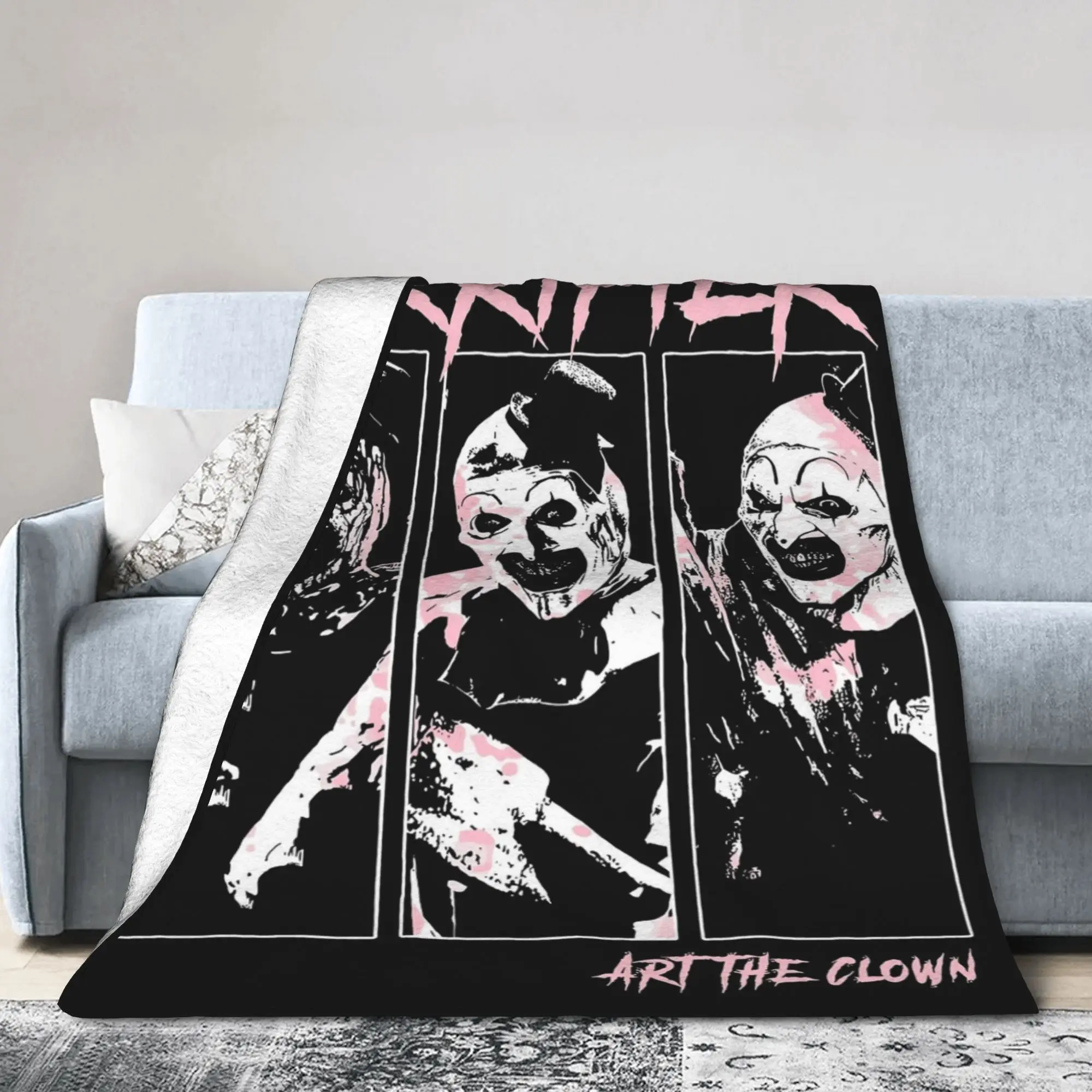 Terrifier Art The Clown Retro Blanket Flannel Spring Autumn   Multifunction Lightweight Throw Blankets for Bed Couch Bedspreads