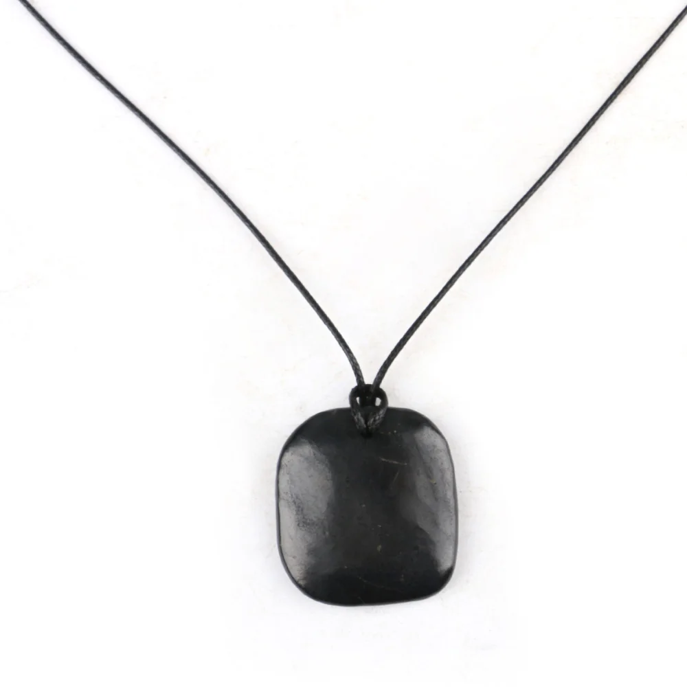 Shungite pingentes contas colares retângulo energia mineral preto rússia shungita reiki cura cristais de quartzo pedras preciosas jóias