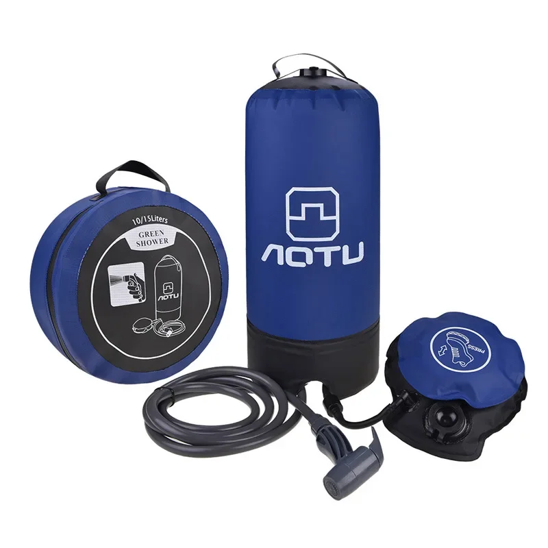 

PVC Pressure Shower with Foot Pump Lightweight Inflatable Pressure Shower Water Bag For Beach Camping Hiking Bathing