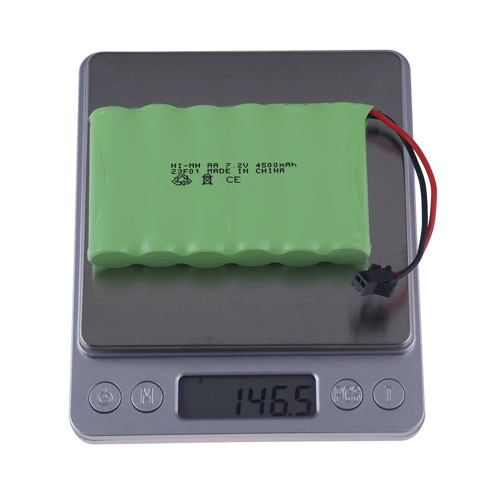 แบตเตอรี่ NiMH 7.2V 4500mAh + ที่ชาร์จสำหรับ mobil RC RC เรือรถบรรทุกถังหุ่นยนต์ปืน3500mAh 7.2V แบตเตอรี่แบบชาร์จไฟได้พร้อมปลั๊ก SM