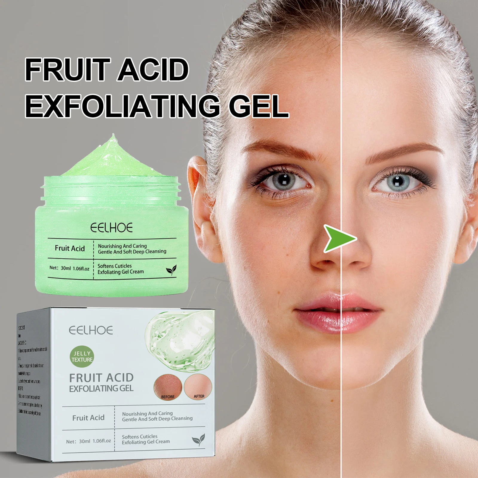 Gel exfoliante Facial con ácido de manzana, limpieza profunda de poros, eliminación de puntos negros, ilumina, reafirmante, hidratante, producto para el cuidado de la piel