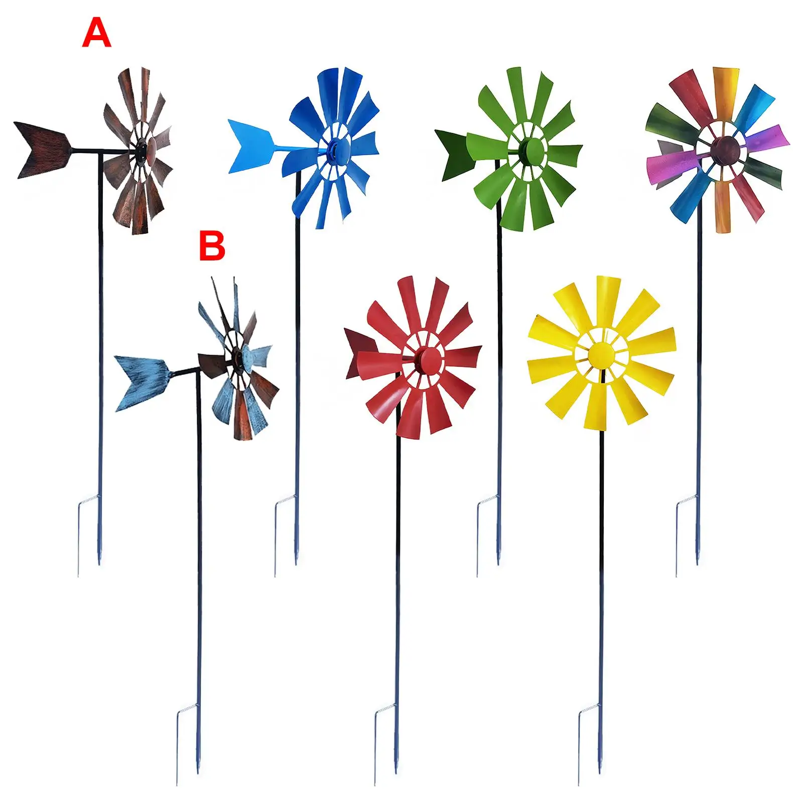 Wind Sculpture Metal Windmill Wind for Garden Yard Ornaments Wind Spinner with Metal Garden Stake Decorations