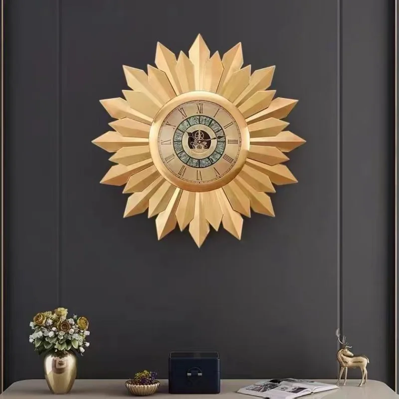 Sunflower Clock Wall Clock Living Room Household Luxury High End European Nordic High End Luxury Large Wall Clock