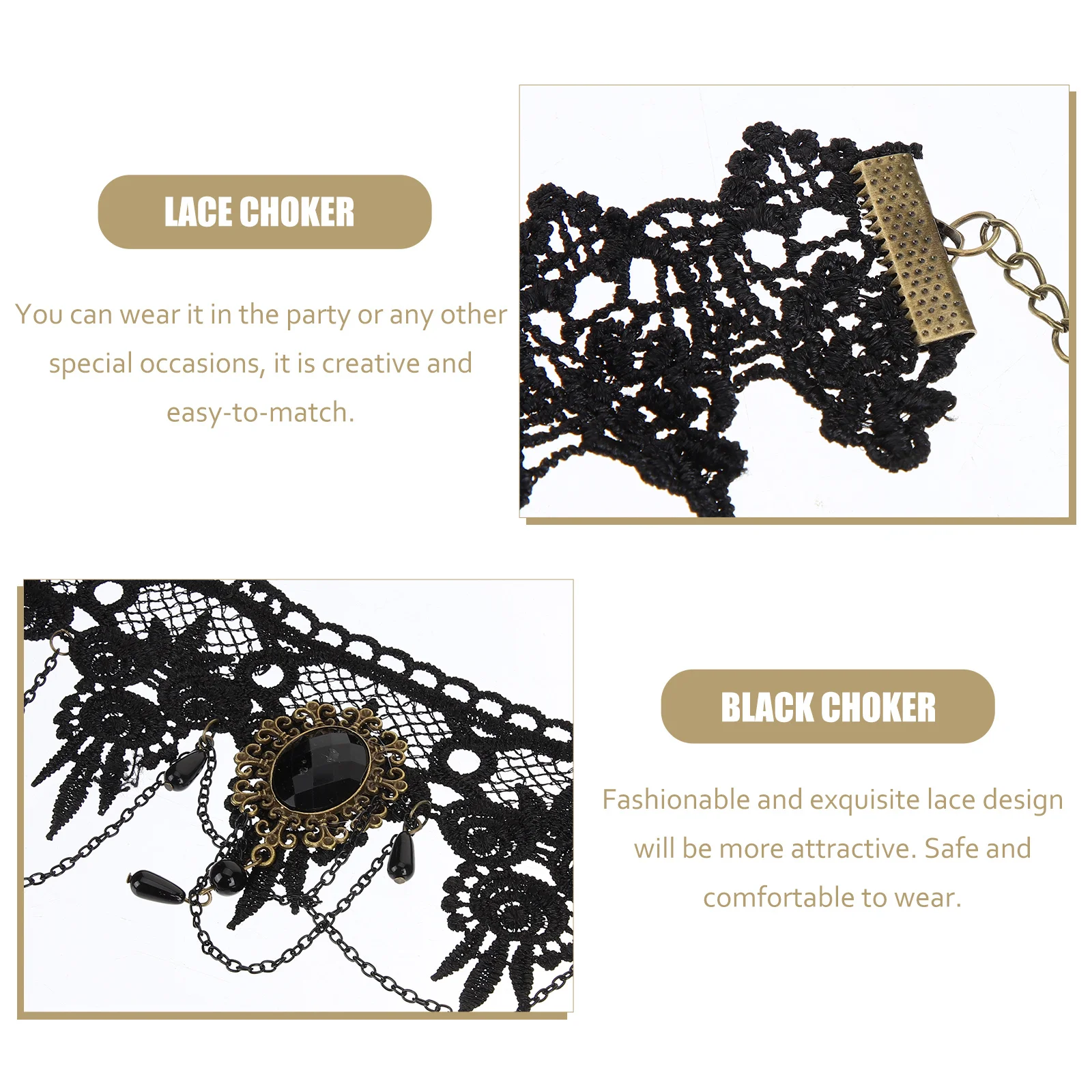 

5Pcs Lace Choker Necklace Gothic Black Gothic Lace Punk Goth Accessories Costume Party Choker Necklace for Women