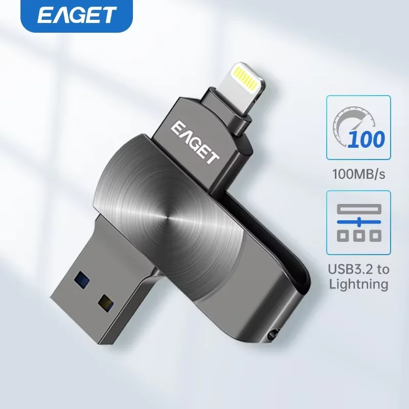 EAGET-Clé USB 3.2, i66 et i66Pro, 1 To, avec éclairage MFi, pour IPhone, IPad, PC