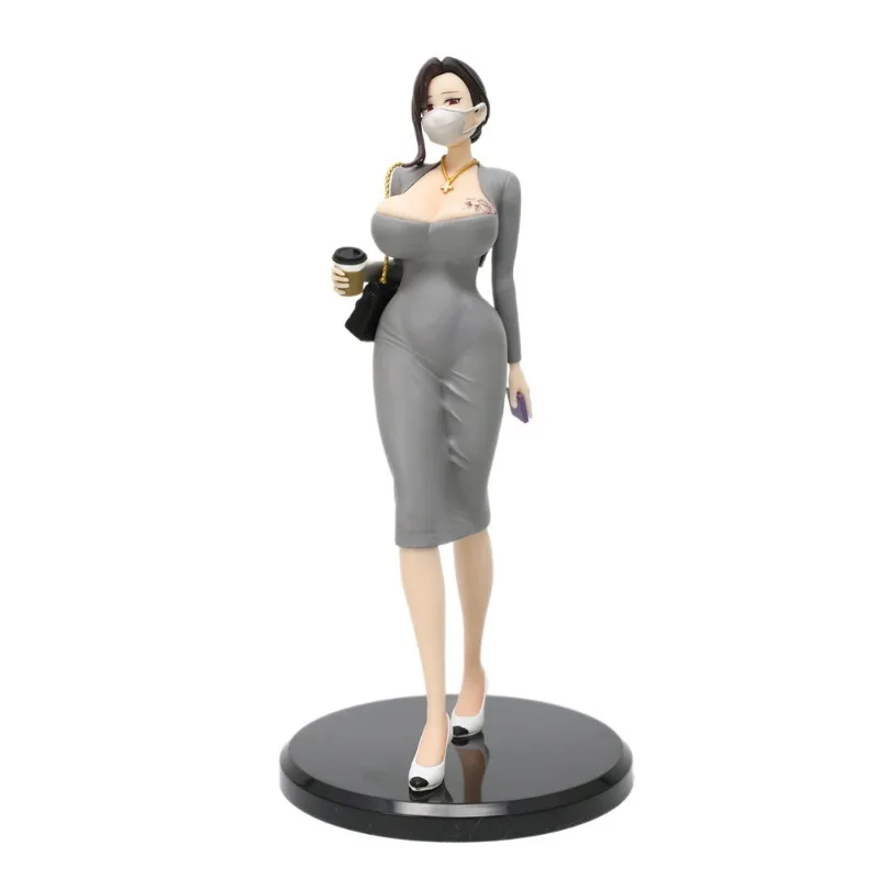 Anime Action Figure Masked Office Lady PVC Doll With Coffee Cup Elegant Mature Female PC Case Desktop Ornament For Anime Fans view 5
